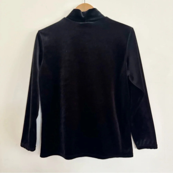 Vintage 90s Whimsigoth black velvet mock neck top size L - Picture 5 of 5